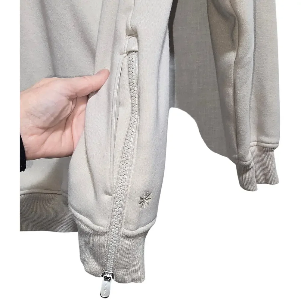 Athleta Retroplush Revive Sweatshirt Womens Small Beige 1/4 Zip Long Sleeve - Picture 6 of 7